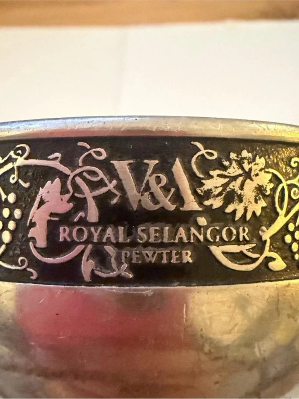 Vintage Royal Selangor Pewter Wine Funnel Grapevine Pattern Barware